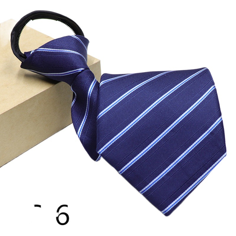 Men's Tie Zipper Easy Pull Korean Style Lazy Tie Narrow Polyester Silk Spot Wholesale 8cm Zipper Tie