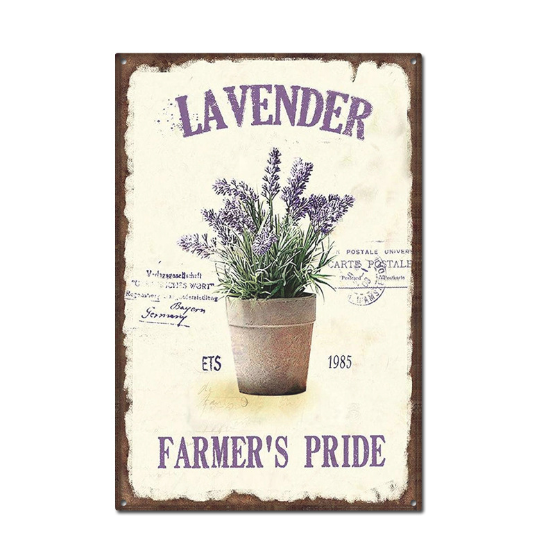 Picture of Cross-border American Country Retro Flower Figure Tin Painting Garden Pastoral Balcony Wall Wall Wall Old Decoration Pendant