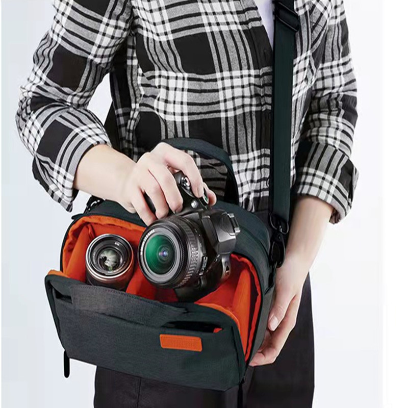 Picture of New SLR Camera Bag Men's Shoulder Photo Bag Multifunctional USB Waterproof Rain Cover Wear-resistant Crossbody Shoulder Bag