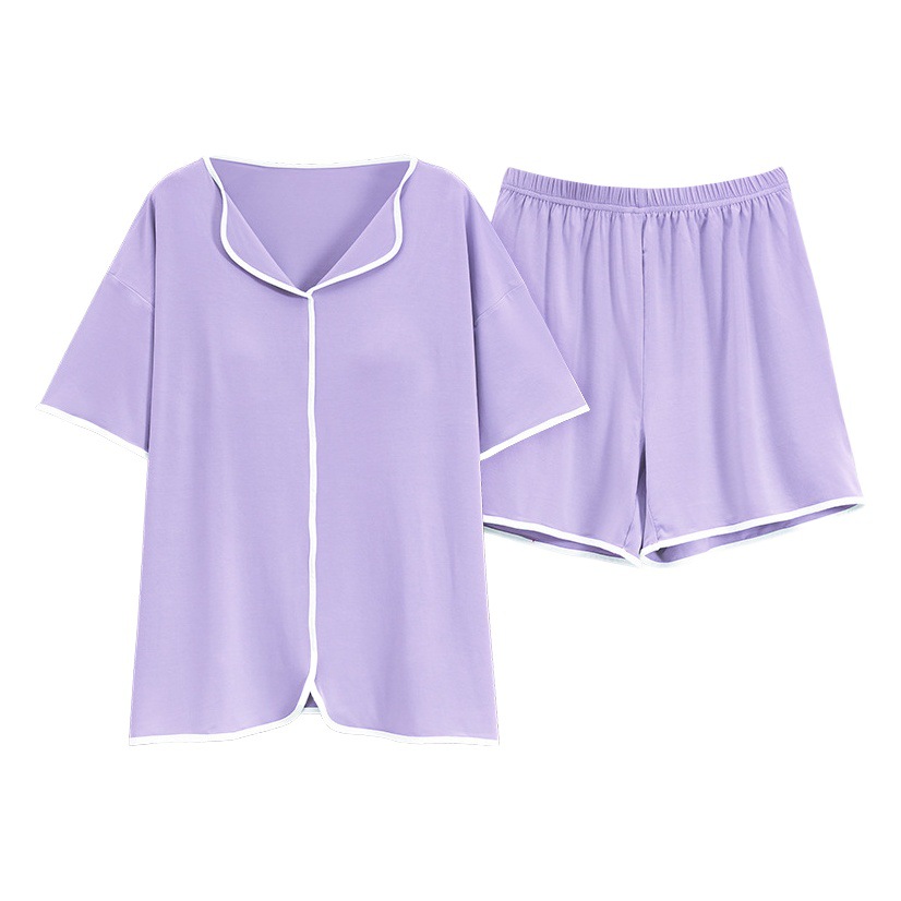 Women's Summer Modal Pajamas with Chest Pad Short-sleeved Loose Simple Underwear Outer Wear Anti-bump Home Clothes suit