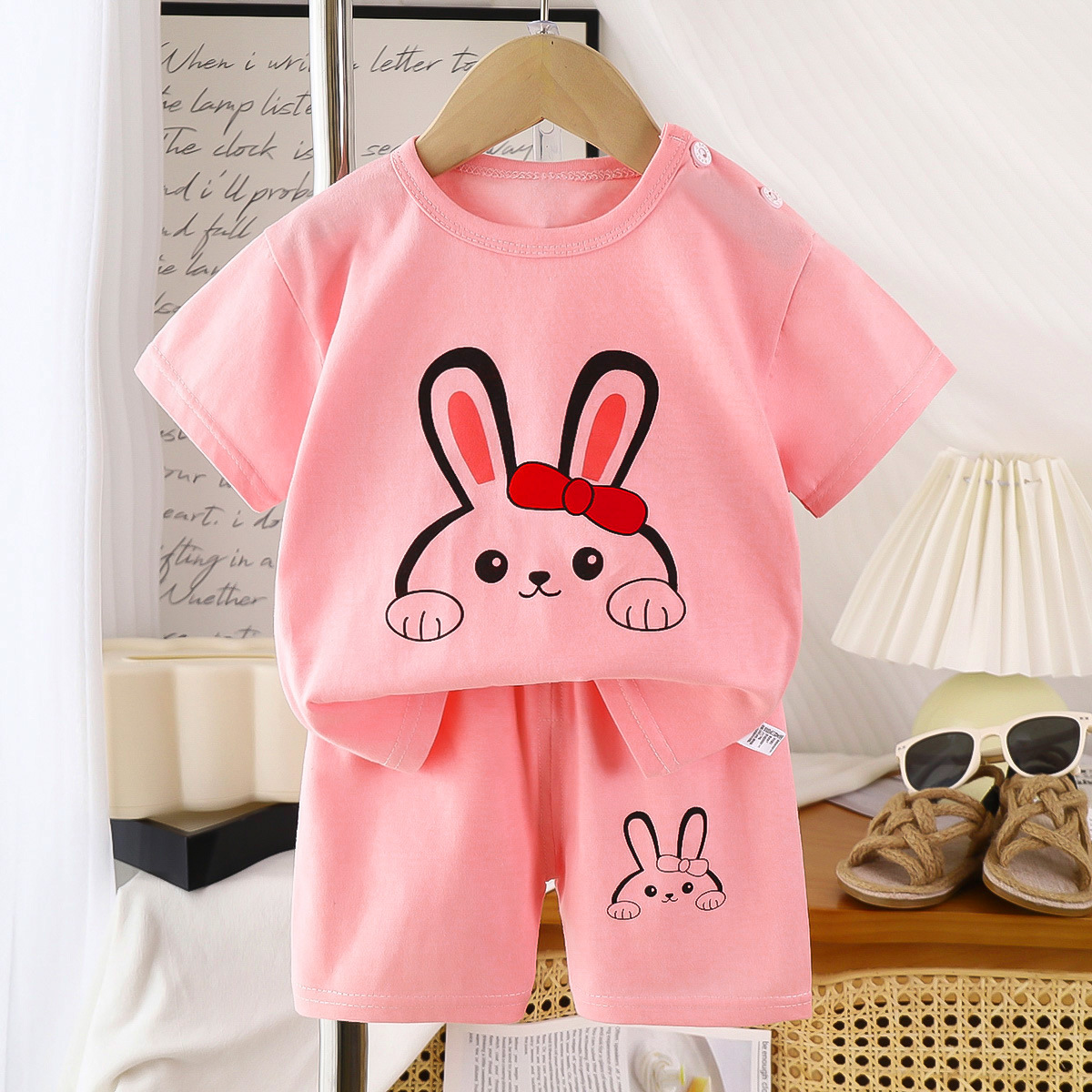 Picture of Children's Short-Sleeved Suit Pure Cotton Summer New Baby Boy Summer T-Shirt Girl Clothing Thin Kidsren's Clothing Carefully Selected