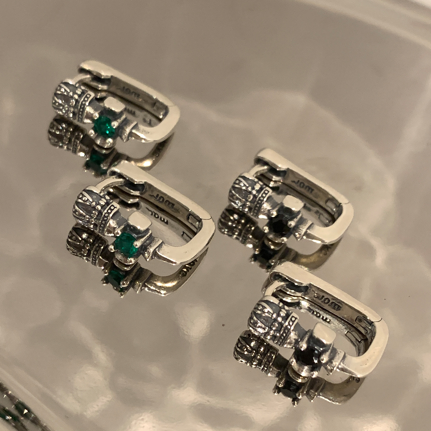 Original Retro Unique Design Crown Emerald Black Zircon Earrings Women's Ear Buckles Niche Accessible Luxury High-End Versatile