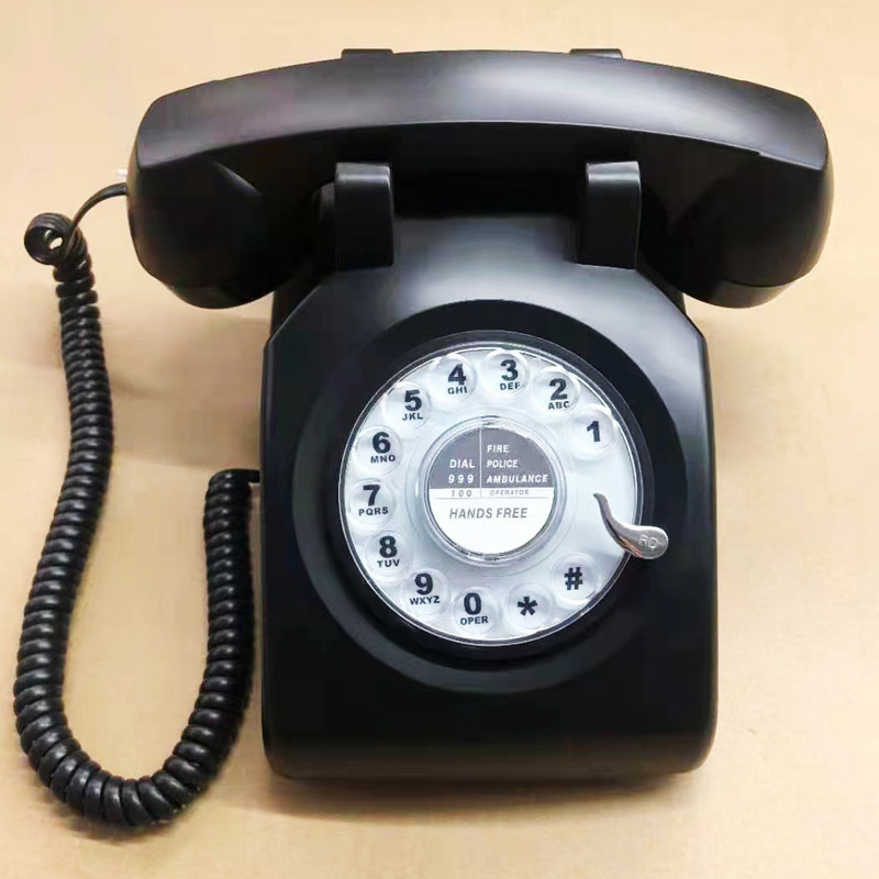 Picture of Telephone European Retro Style Home Antique Landline Old-Fashioned Telephone Office Antique American-Style Rotary Dial Telephone