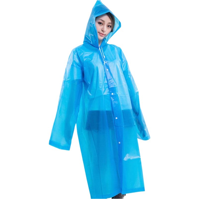 Picture of Adult Non-Disposable Raincoat EVA Transparent Hiking Protective Raincoat Button Poncho Outdoor Lightweight Raincoat