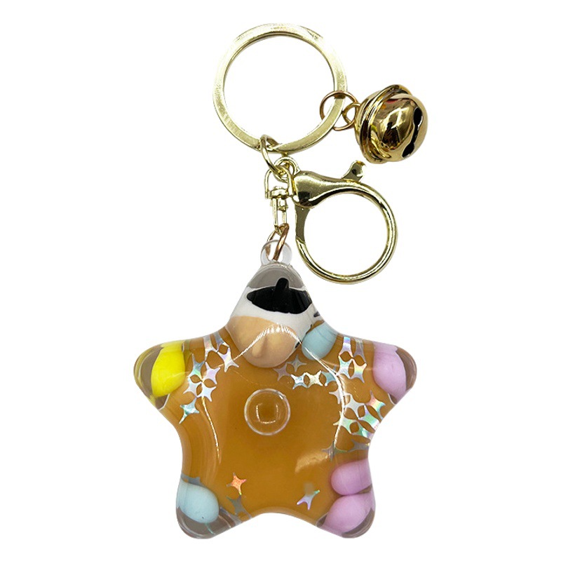 Cute cat quicksand bottle keychain female creative cartoon schoolbag pendant exquisite small jewelry children graduation gift