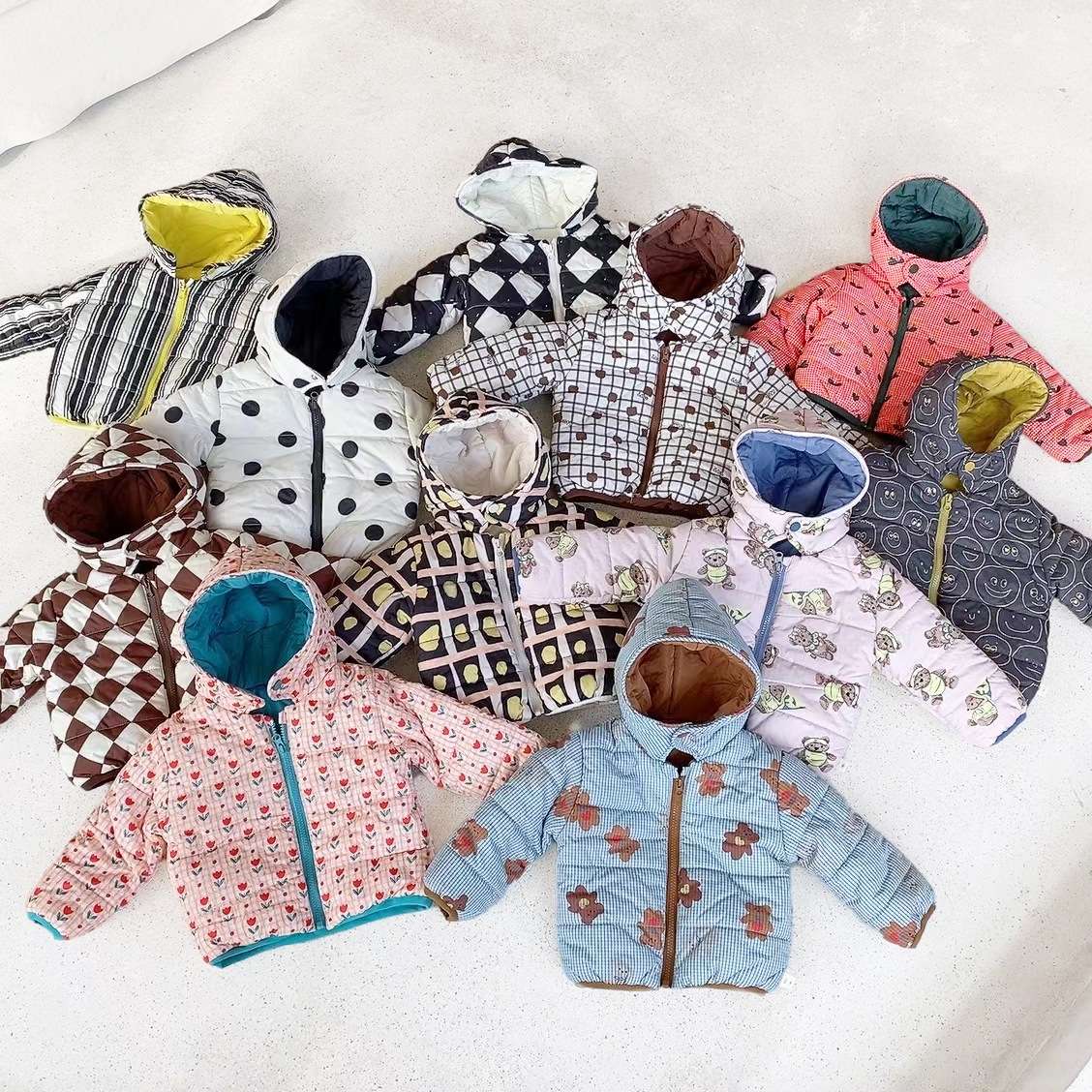 Children's winter outerwear cotton-padded clothes Korean style children's clothing baby hooded cotton-padded clothes baby winter clothes fleece-lined thickened cotton-padded clothes