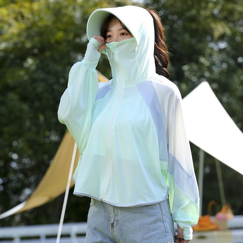Picture of Ice Silk Sun Protection Clothing Women's Summer Thin UV Protection All-match Sun Protection Clothing Loose Sports Outdoor Hooded Coat Women