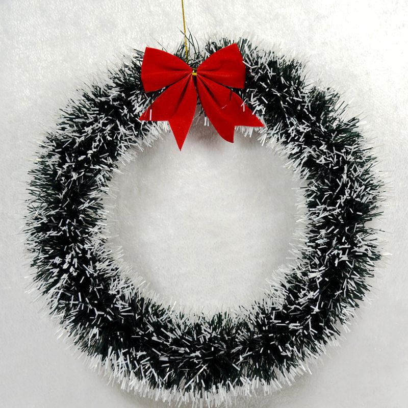 Picture of New Christmas Wreath Door Ring Top Strips Decorative Garland 30cm Green Edge White Edge Bow Encrypted Garland