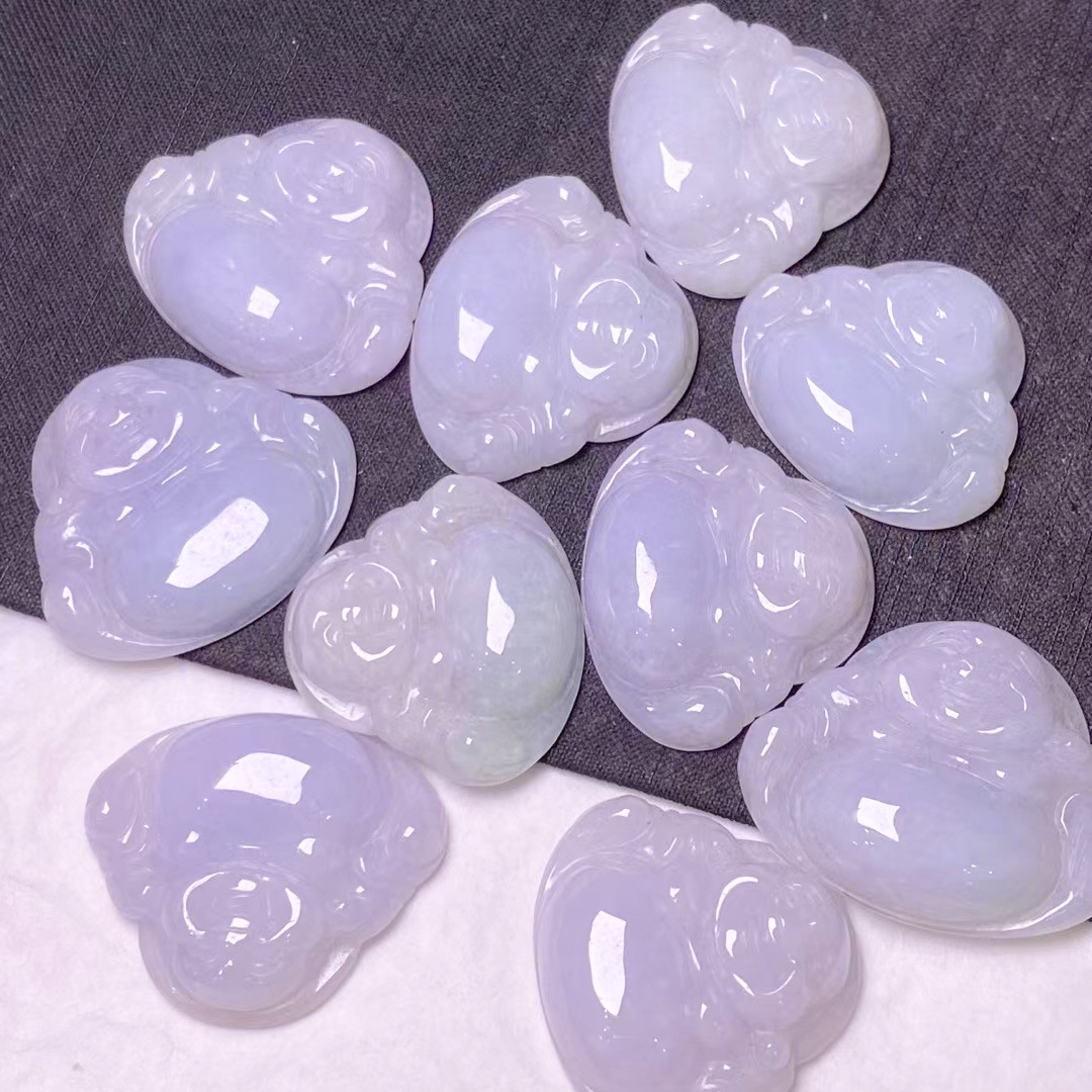 Shake the sound supply wholesale Myanmar natural jade pendant A goods light purple Buddha jade pendant pendant Jade brand with certificate