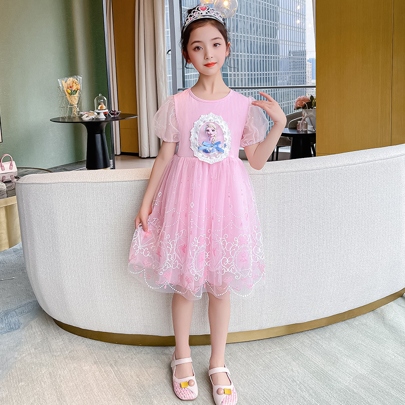 Picture of Girls Elsa Princess Skirt Children's Summer Frozen Dress Summer Dress Super Foreign Style Elsa Puff Veil Skirt