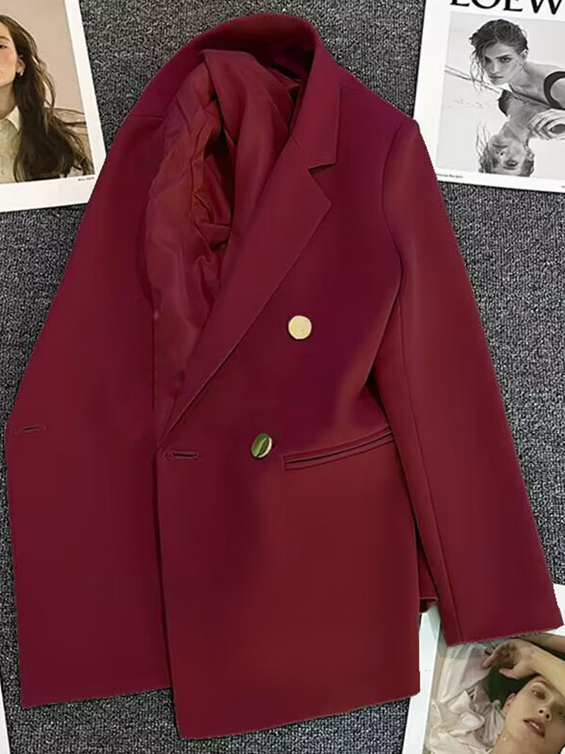 Black All-match Loose Suit Women's Cross-border plus size Draped Commuter Style Suit Metal Buckle Thin Suit Jacket