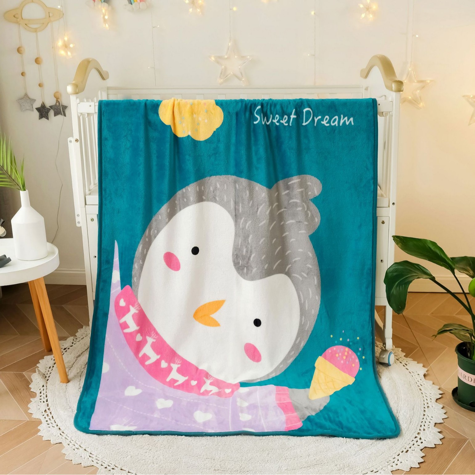 Picture of Children's Blanket Kindergarten Spring and Autumn Baby Coral Fleece Blanket Spring and Summer Single Layer Thin Blanket Office Nap