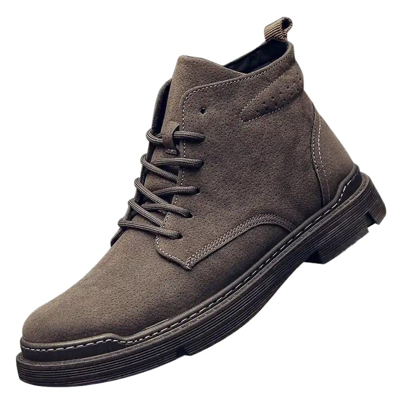 Spring Men's Boots High-Top Leather Boots Snow Boots Mid-Top Short Boots Work Shoes Men's Trendy Shoes British Style Leather Shoes Men's Shoes