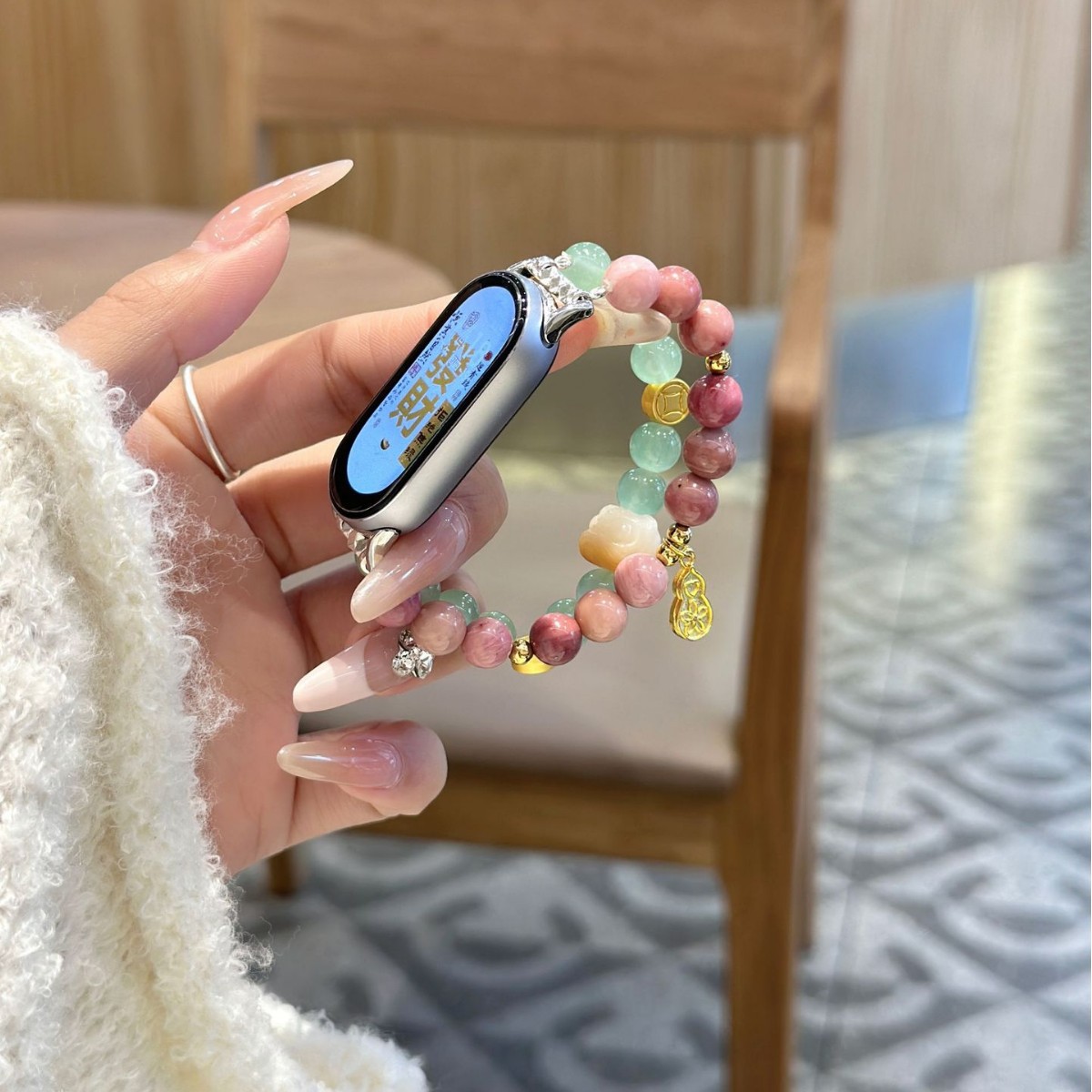 For mi band 8 strap 9 generation beaded hand rope national tide millet 7/6/5/4/3NFC national wind millet strap