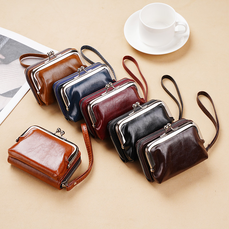 Picture of 2025 New Retro Style Clip Bag Personalized Mini Multi-Compartment Card Slot Card Bag Coin Bag Hand-Held Small Bag