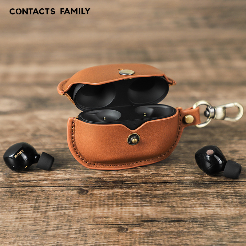 Picture of Suitable for new Sony wf-1000xm5 leather earphone case hook portable bluetooth headset protective case