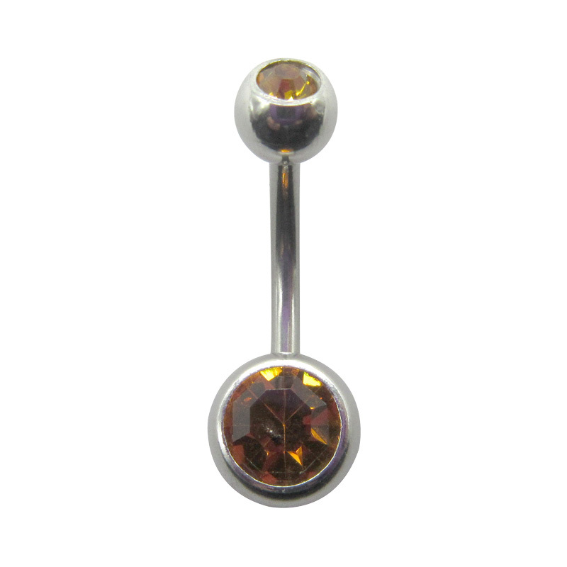 Picture of Meier Stainless Steel Double Diamond Umbilical Ring with Diamond Navel Buckle Cross-border Human Puncture Jewelry with Diamond Navel Nail