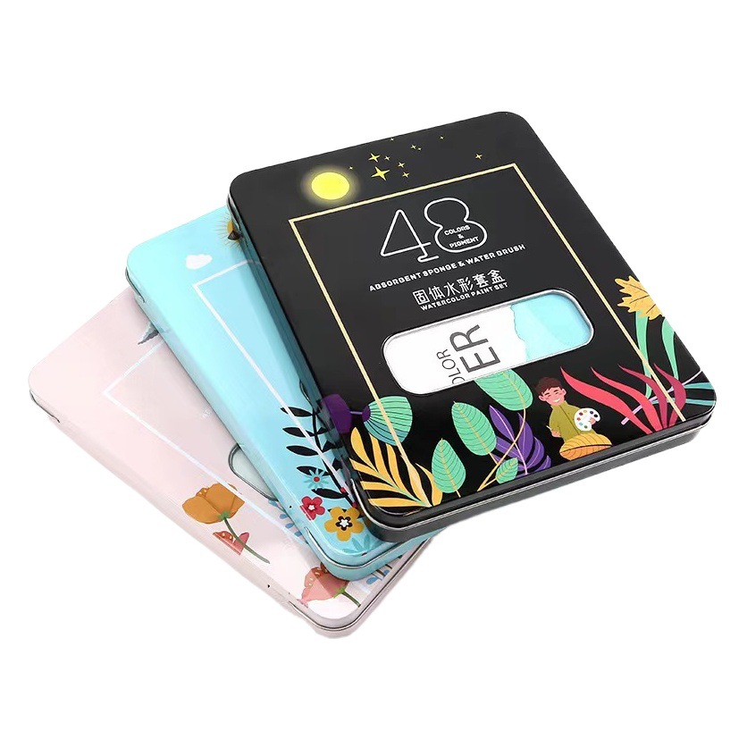 Cross-border solid watercolor paint set iron box art supplies Children's Painting paint powder cake