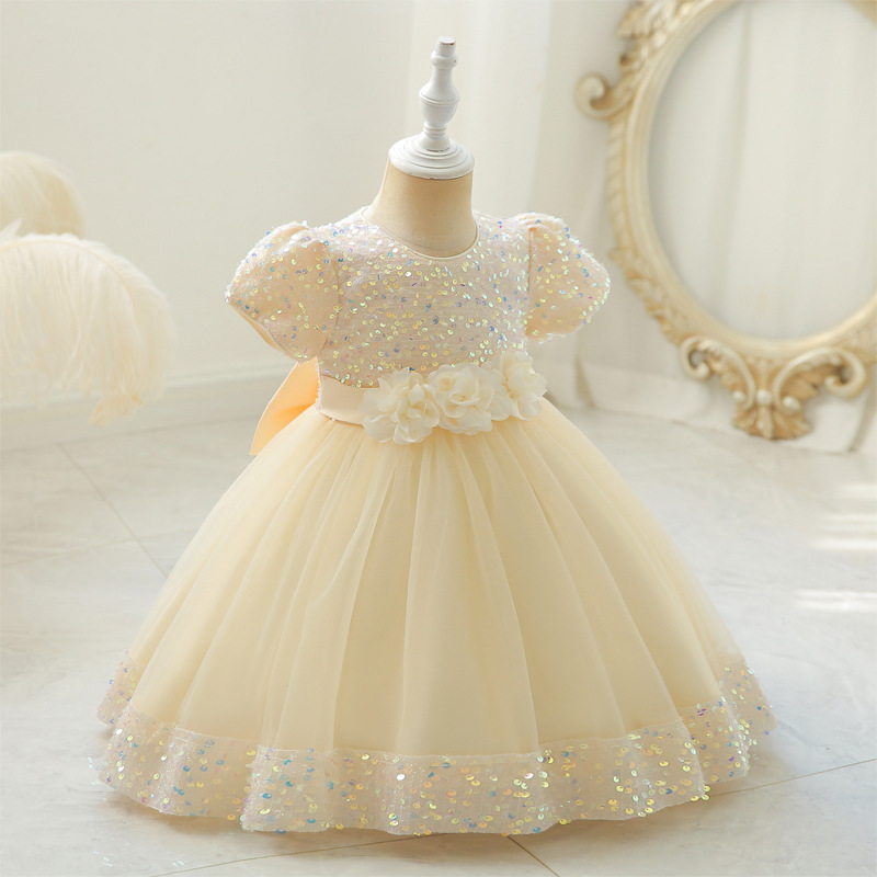 Picture of One-year-old dress baby girl children's dress Princess dress flower girl wedding dress puffy skirt Europe and the United States foreign trade wholesale cake skirt