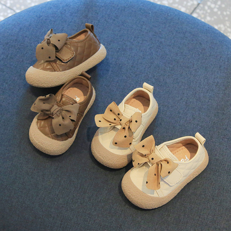 Baby girl princess shoes 2025 autumn soft-soled non-slip bow small leather shoes 1-2--3 year old baby breathable and casual