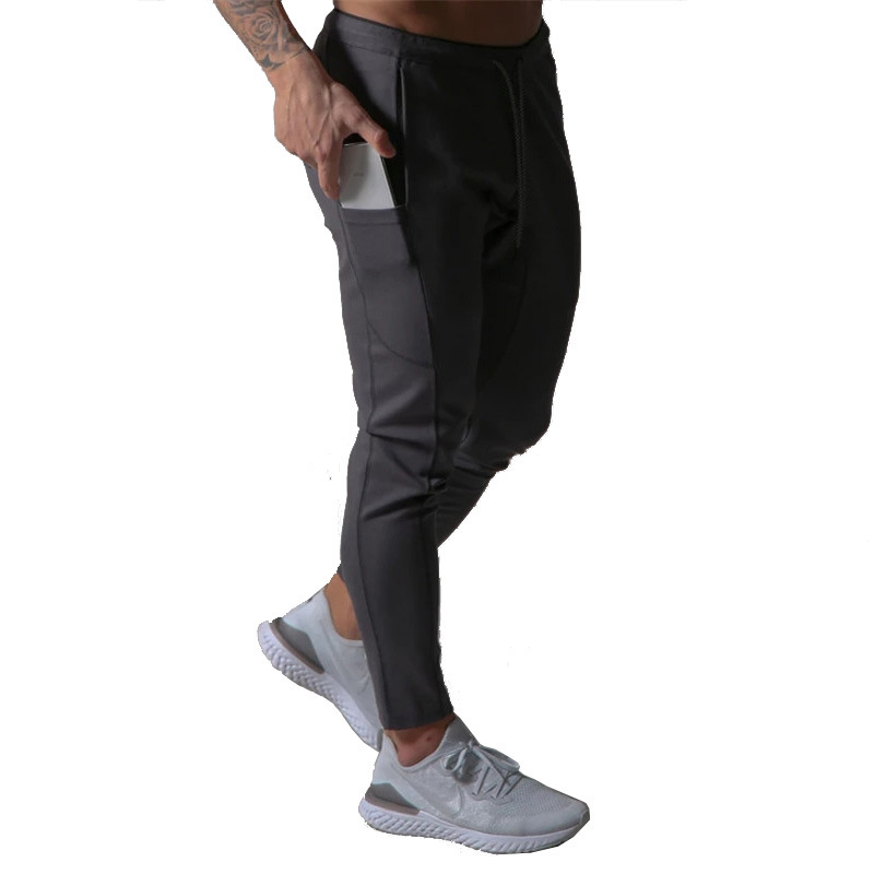 2021 New Sports Pants Men's Running Cotton Slim Fit Small Leg Pants Lace-Up Zippered Casual Sweatpants