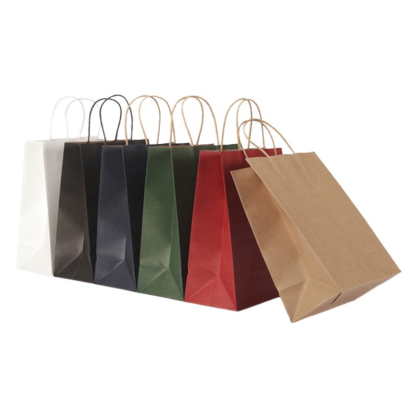 Kraft paper bag handbag takeaway milk tea packing bag printed LOGO gift bag wholesale shopping paper bag