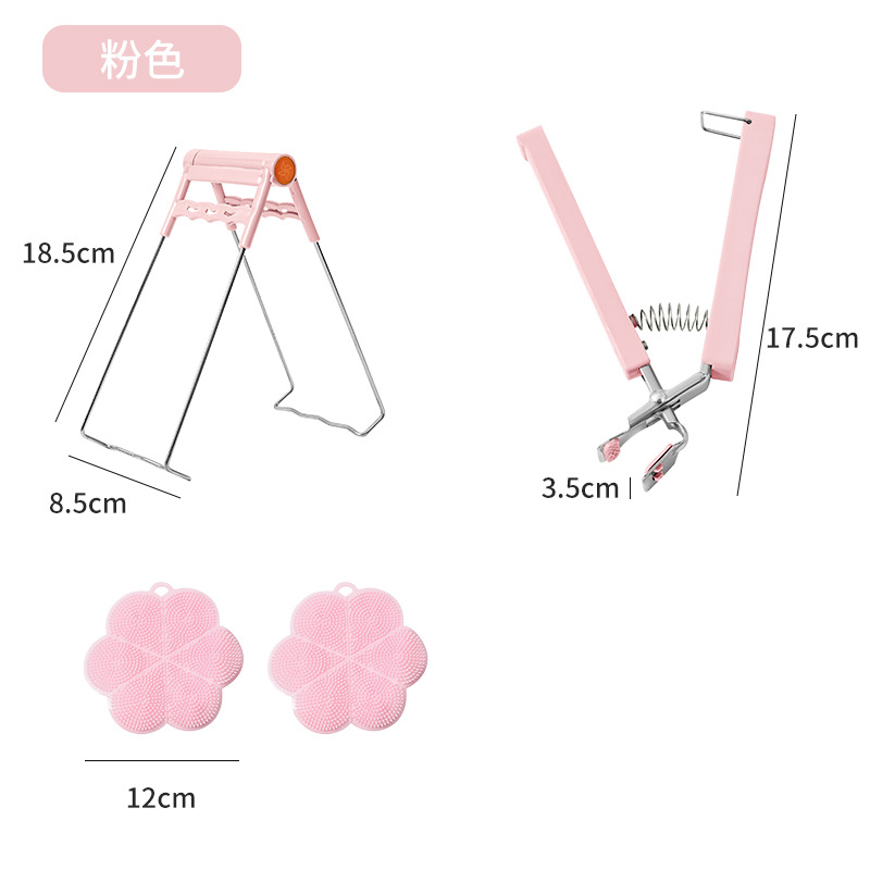 Picture of Small Wholesale Stainless Steel Household Anti-Scalding Three-Piece Set Steamer Plate Clamp Anti-Slip Plate Lifter Basin Clamp Artifact Dishes