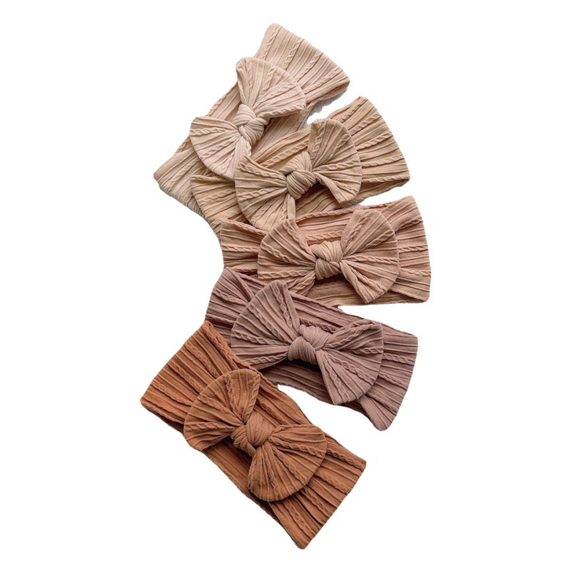 European and American New Soft Nylon Kidsren's Headband 5Pcs Set Baby Bow Elastic Headscarf Baby Headband