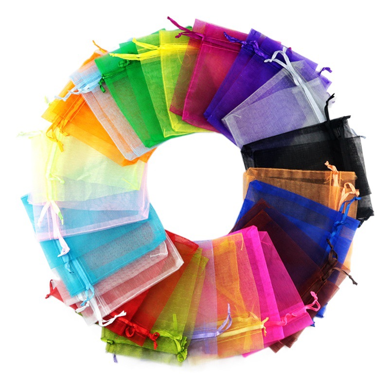 Spot supply solid color Pearl yarn mesh bag drawstring bezel gift bag jewelry organza candy yarn bag