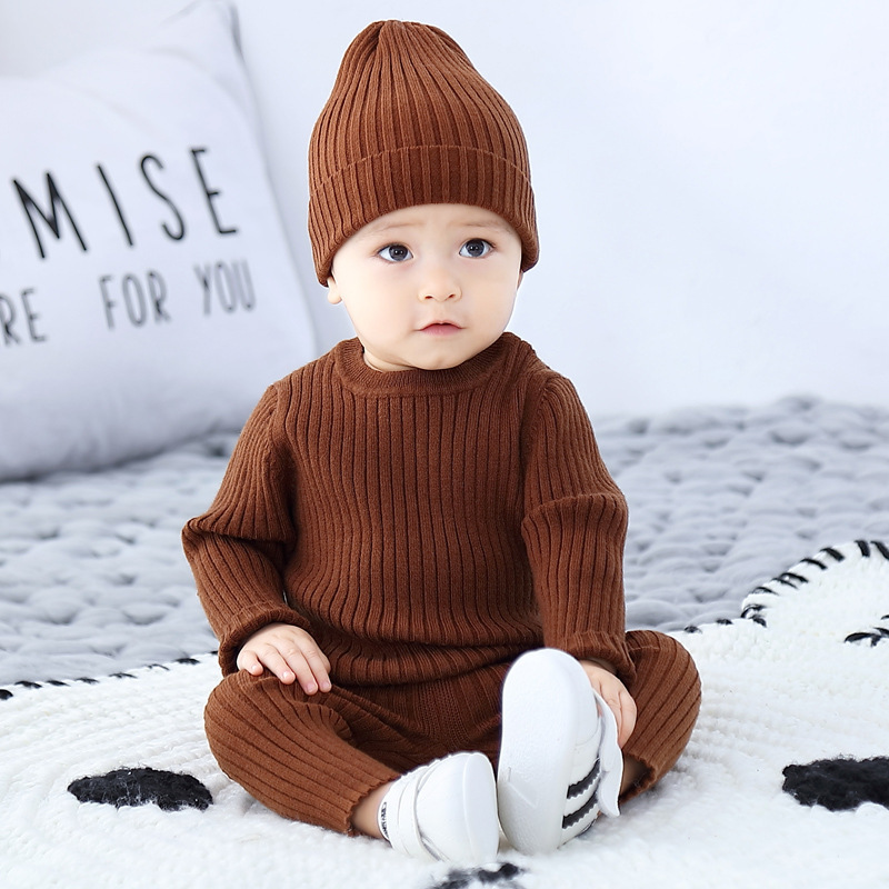 Picture of Baby's Knitted Sweater Three-Piece Set Baby's Sweater Warm Suit Base Bottoming Baby's Bottoming Sweater Pants Autumn and Winter
