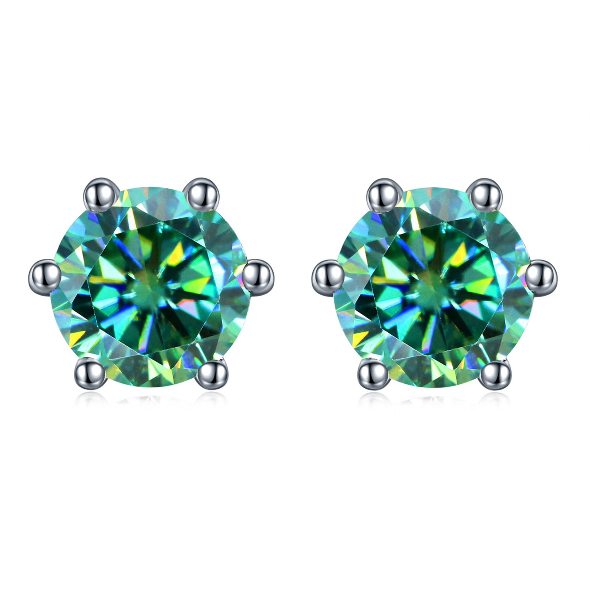 Picture of Source manufacturer S925 silver classic round green moissanite earring female Mori all-match diamond earring set decoration