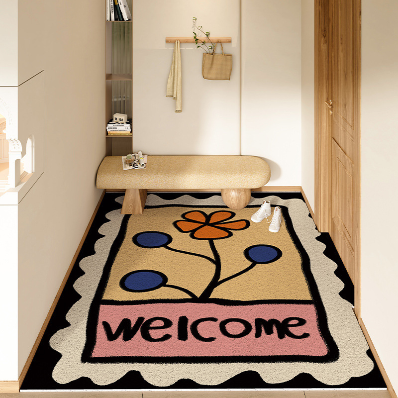 Home Floor Mat Silk Ring Carpet Door Mat Entrance Elevator 2024 New Dirt-resistant Non-slip Entrance Foot Mat Cutting