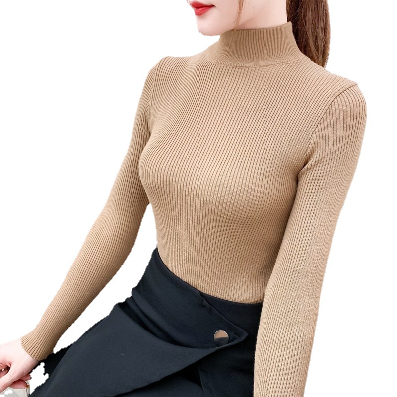 Half turtleneck sweater women's bottoming shirt 2022 autumn and winter New Fashion pullover all-match inner long sleeve close-fitting sweater
