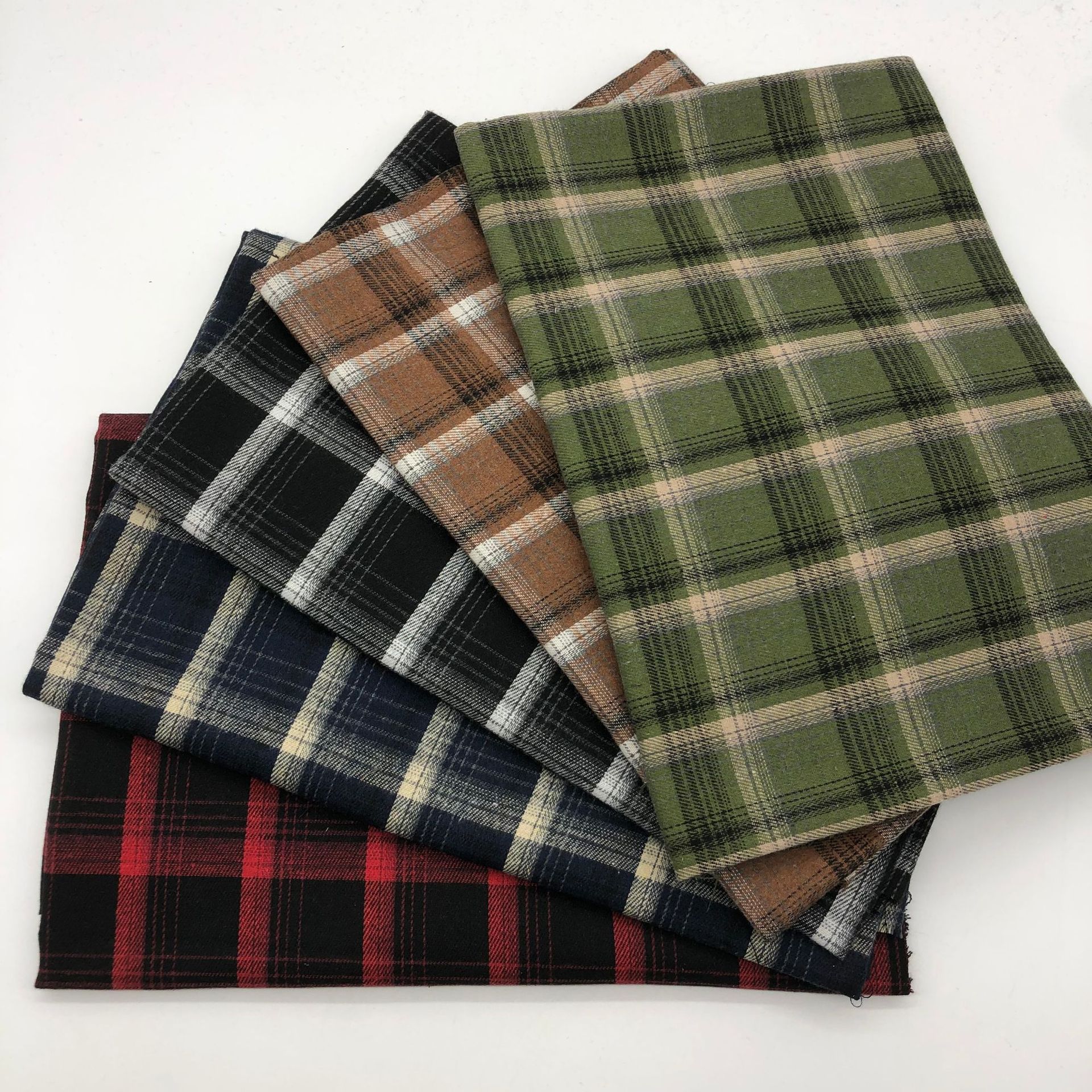 21S Yarn-Dyed Twill Brushed Plaid Fabric Shirt Jacket Dress Pants Plaid Fabric DIY Plaid Ready Stock