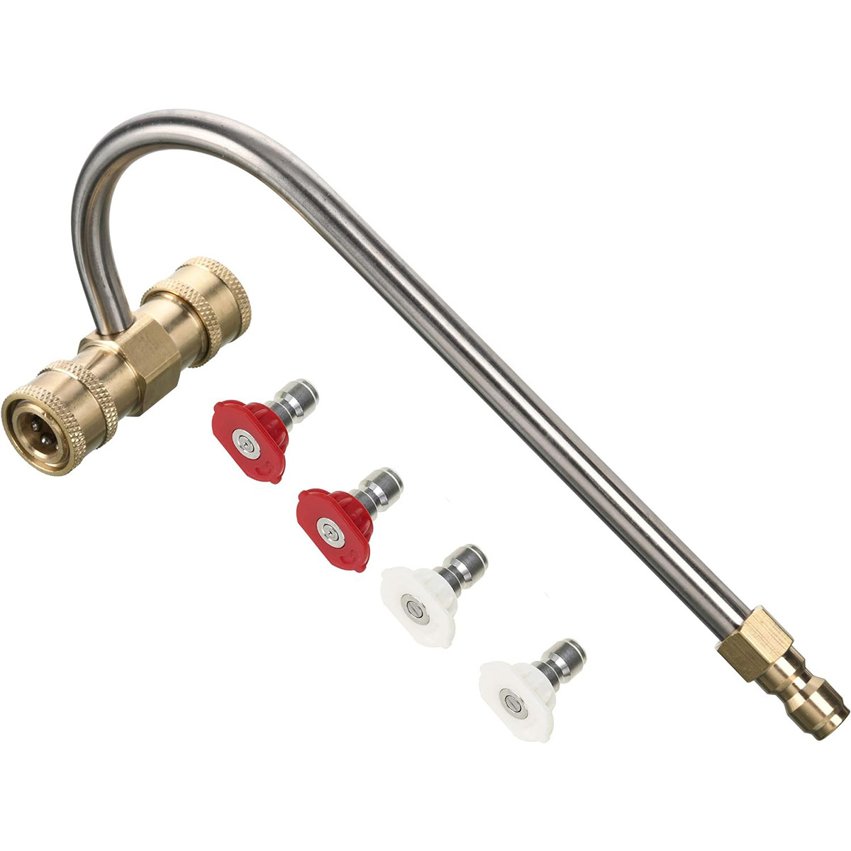 1/ 4inch Drain Cleaner Kit with 4 Nozzles Tips Quick Connecting Heads 4000PSI