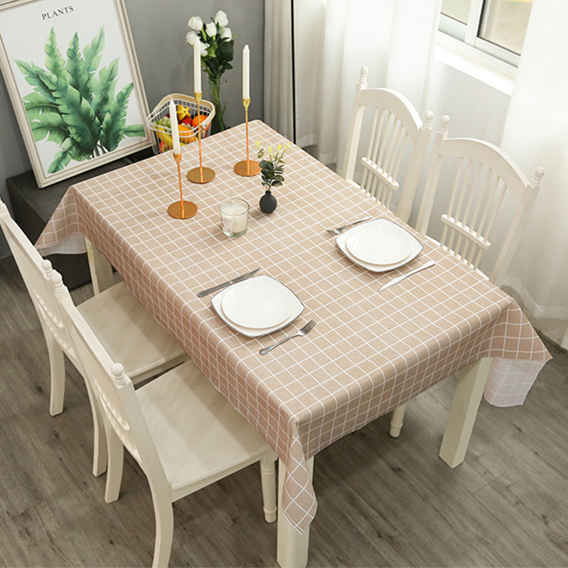 Picture of Home Nordic Tablecloth Modern Simple Style Tablecloth Fruit Anti-scalding Waterproof Oil-proof Disposable PVC Plaid Tablecloth