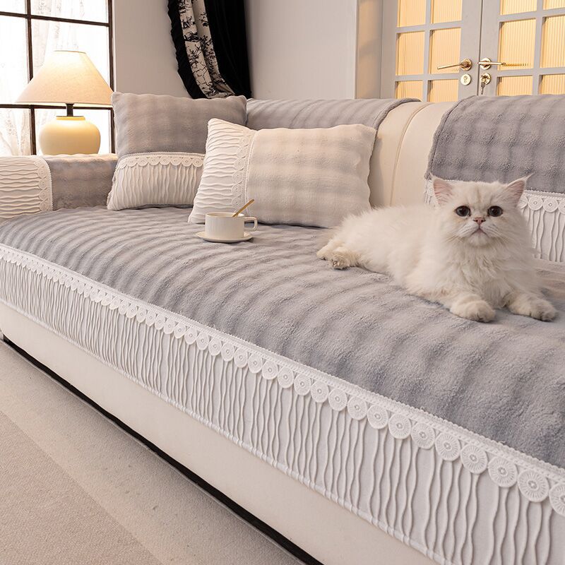 Winter Plush Sofa Cushion Non-slip Thickened Cushion French Light Luxury High-end Sense Winter Sofa Cover Cover Cloth Towel