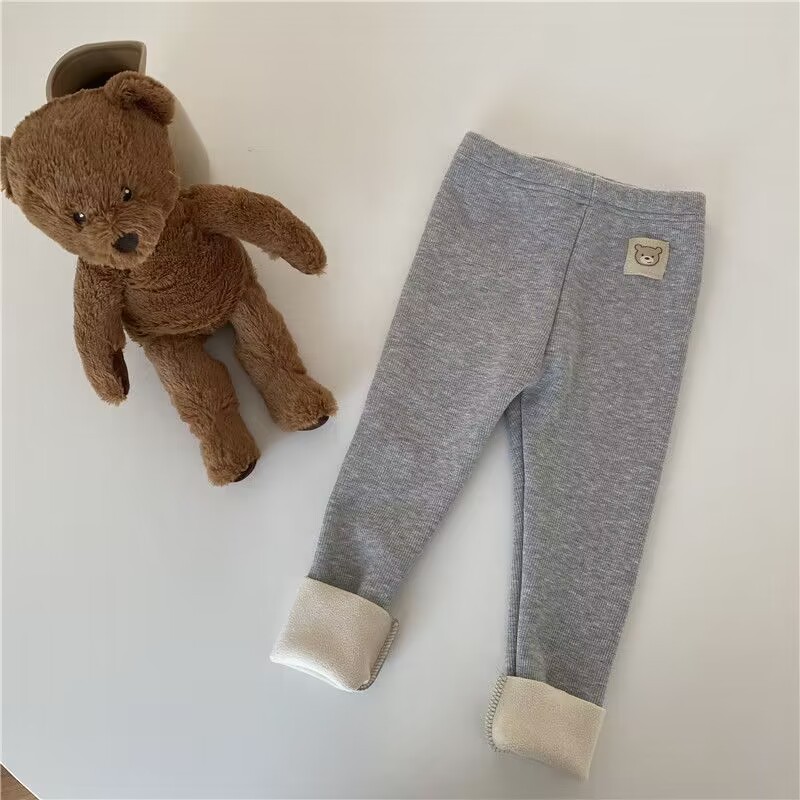 Picture of Autumn and Winter new Korean style Girls' one-piece velvet all-match leggings boys and girls baby plus velvet outer wear skinny pants trousers