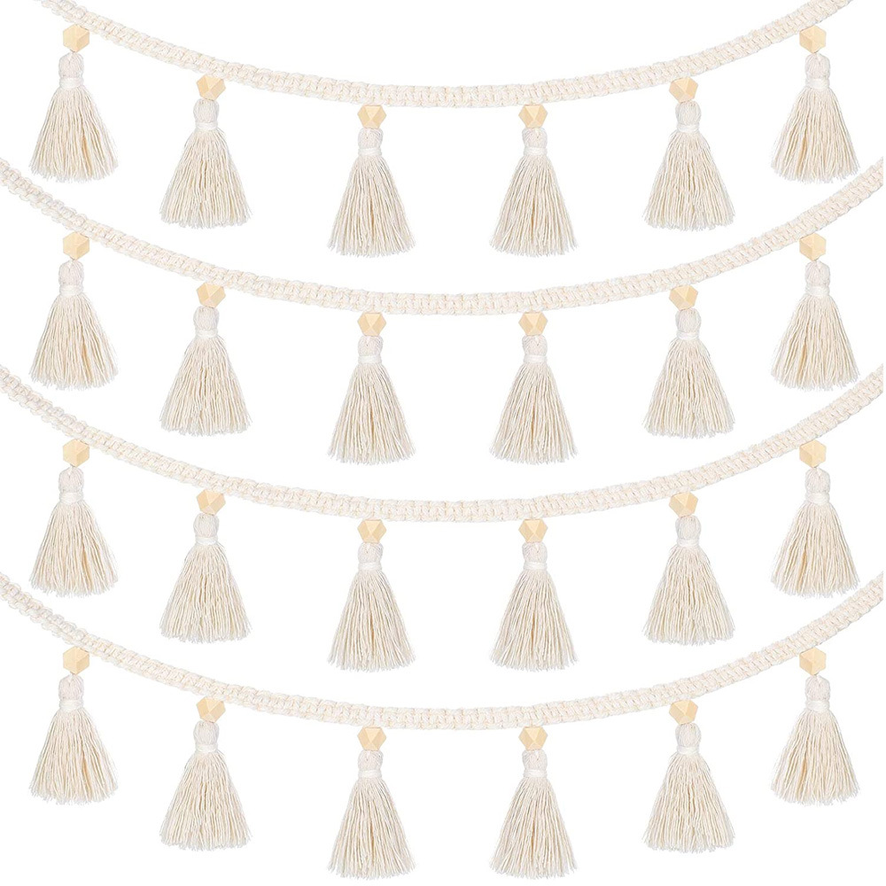 Bohemian Home Decoration Nordic Style Children's Room Tassel Wreath Tassel Basket Decoration Wall Wreath Hanging Decoration