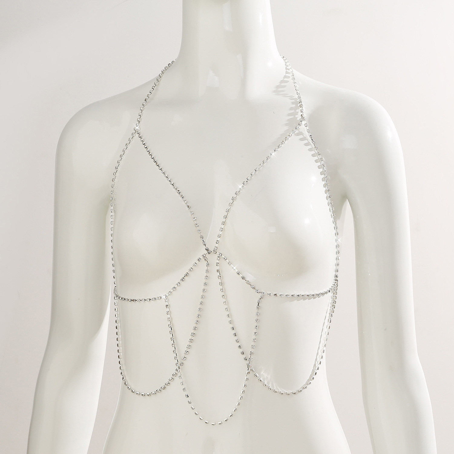 Picture of Bikini Fashion Chest Chain Summer Beach Vacation Rhinestone Chain Simple European and American Tassel Body Chain Accessories Women
