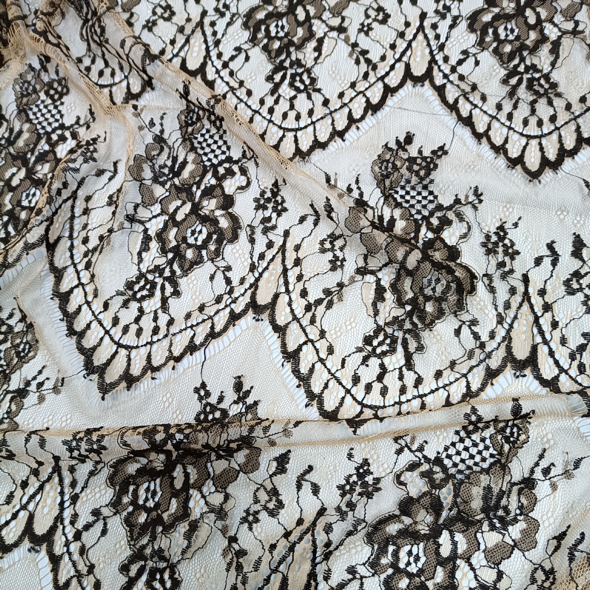 Two-color lace fabric thin brocade polyester mesh eyelash wedding dress handmade DIY accessories lace cloth 5 color in stock