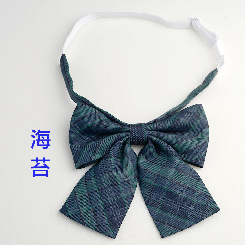 Picture of Hot-selling College Style Oka Pear Field Soot Black Bow Plaid Flat Horn JK Collar Bow Tie Shirt Accessories