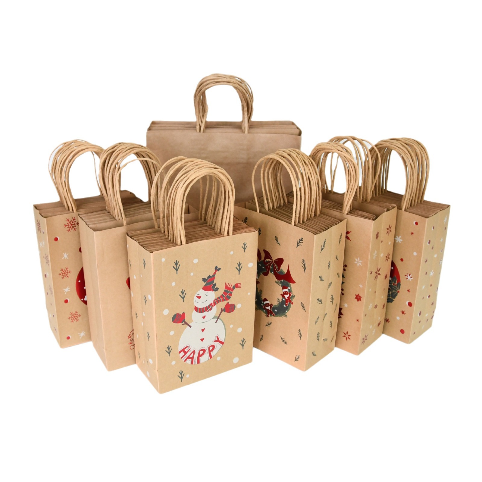 Picture of Kraft paper bag handbag milk tea packaging take-out cartoon packaging paper bag factory cross-border packaging paper bag factory