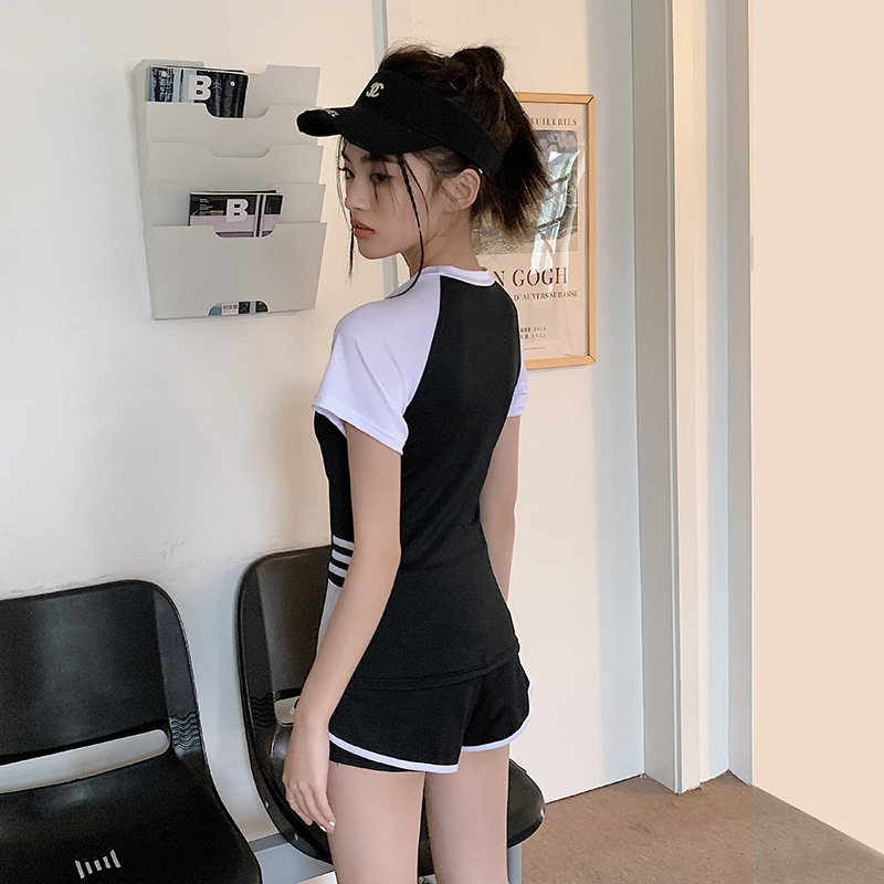 Picture of Sports Style Swimsuit for Female Students, Conservative Belly-Covering, Slimming Split, Flesh-Covering, High-Waisted Boxer Briefs, Hot Spring Swimsuit for Older Children