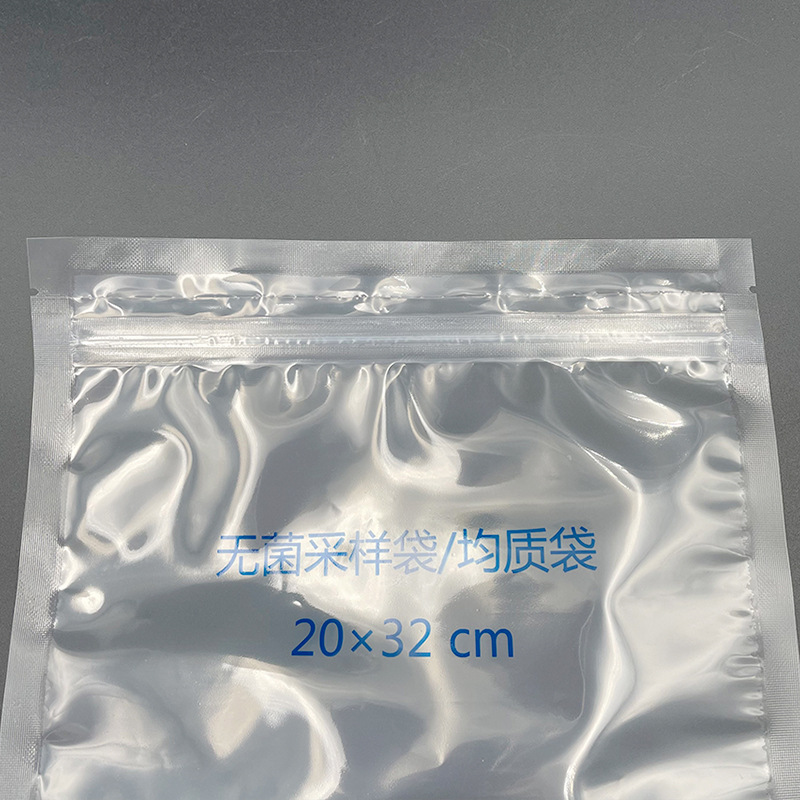 Picture of Manufacturer's Sterile Sampling Bag with Pressure Strips Vertical Single-Bone Laboratory Homogenization Bag Pe Material Sample Storage Bag