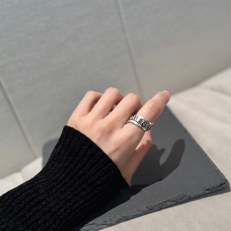Vintage Letter Open Ring for Women, Geometric Cross Hollow Fashion Versatile Ring, Ins Style Niche Index Finger Ring Trendy