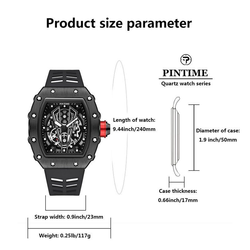 Picture of Pintime Watch Mechanical Style Men's Watch Quartz Richard Barrel-Shaped Niche Men's Watch Drop Shipping Watch