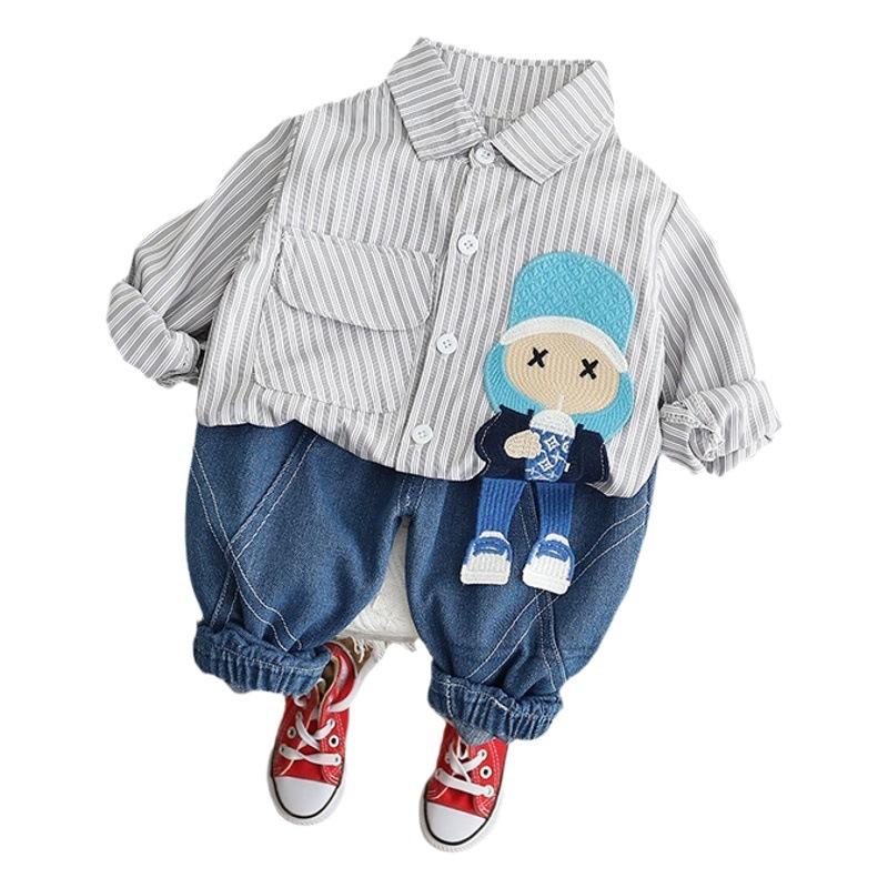 Boys' suit Spring and Autumn 2023 New Children's Shirt Two-piece Set Handsome Baby's Spring Western Style Children's Fashion