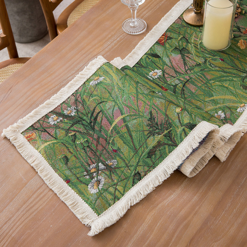 Cross-border American retro table flag ins wind tassel tea flag cloth TV cabinet long tablecloth Amazon a generation of hair