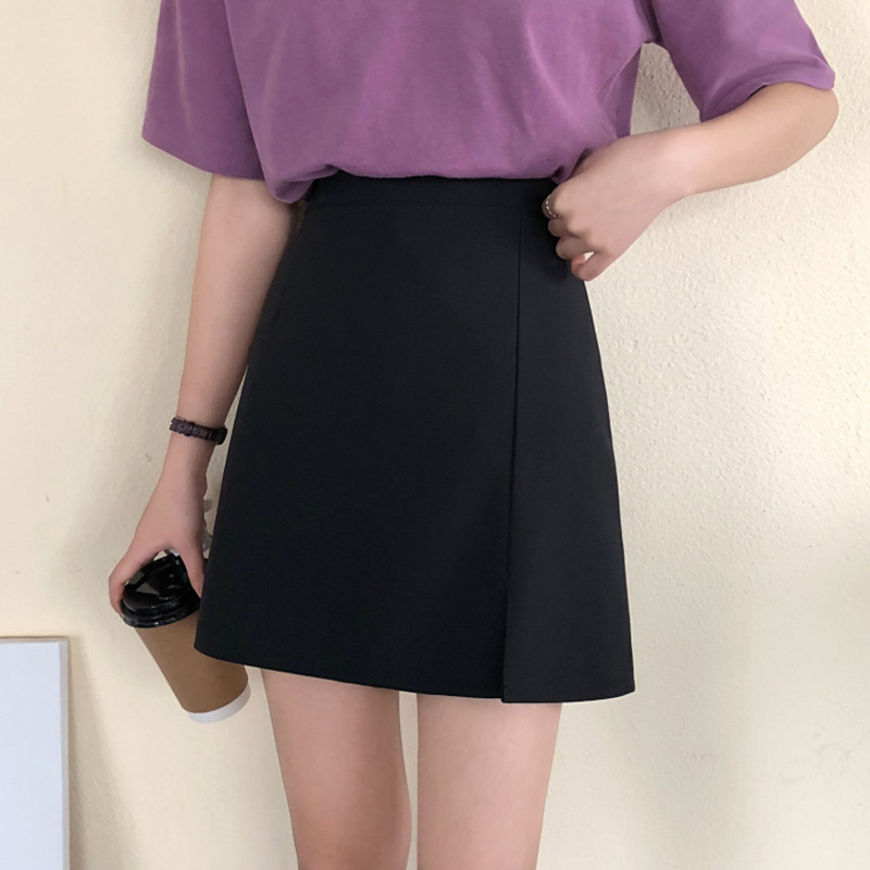 Picture of Black Suit Split Skirt plus size Summer Korean Style High Waist Slimming One-Step Skirt All-Match A- Line Skirt